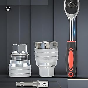 Abruga Upgraded Universal Multi-Function Wrench Socket Adapter Head for 3/8 inch Drive Wrench