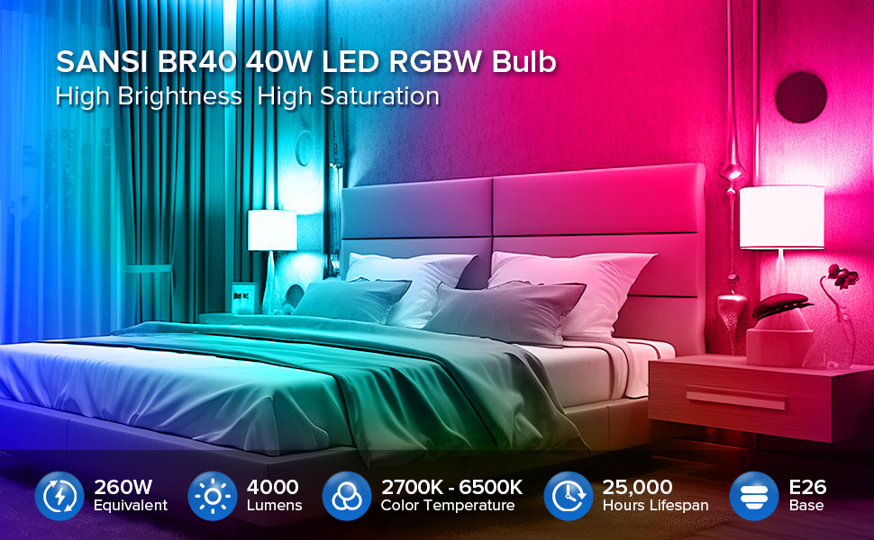 SANSI BR40 40W LED RGBW Bulb