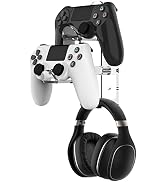 NiHome Clear Acrylic Game Controller Wall Hanger Stand, Dual Gamepad Controller &amp; Headphone Hange...