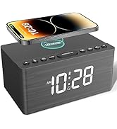 ANJANK Wooden Bluetooth Speaker, Alarm Clock with FM Radio, Qi Certified Fast Wireless Charging S...
