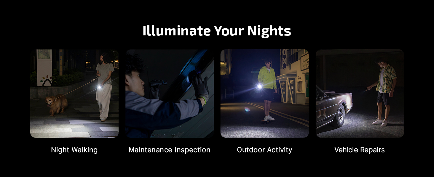 The bright white light is suitable for walking, fixing things, and checking the car