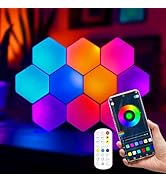 SLARY 10Pcs RGB Hexagon Light Panels LED Wall Lights, Smart Modular Gaming Lights Creative Wall L...