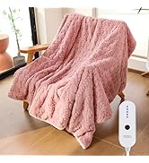 ESTINGO Electric Blanket Throw - 50x60 Rabbit Faux Fur Heating Blanket Throw 4 Hours Auto-Off 5 H...