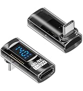 Jadebones 2 Pack USB C Adapter with Digital Display, 90 Degree Right Angle 140W USB-C Male to Fem...