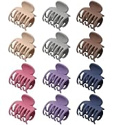 Small Claw Clips for Women 1.6 '' Double Row Teeth Small Hair Clips 12 Pcs Matte Cute Jaw Clips f...