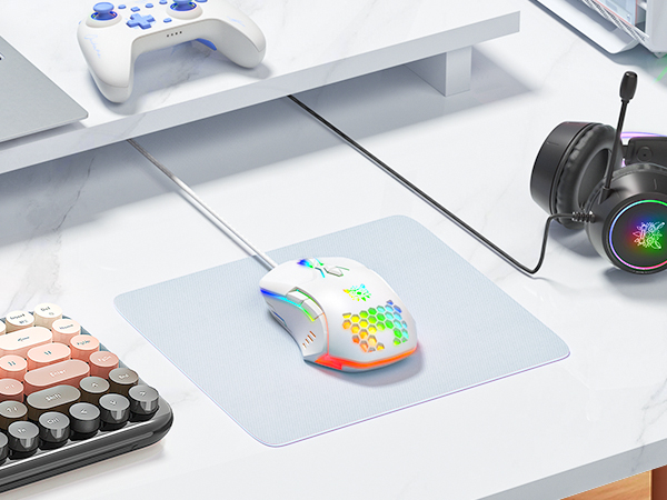 ONITOON pink gaming headset with G70 wireless bluetooth keyboard and cw902 wired computer mouse