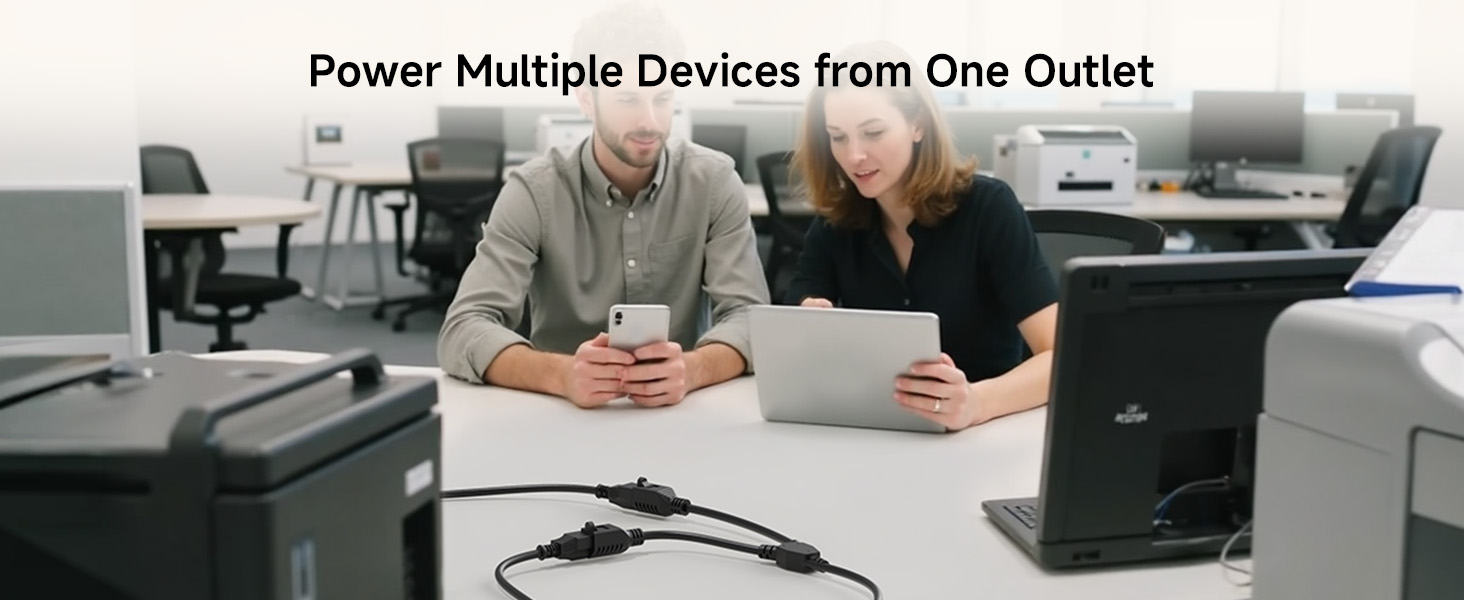 [ETL Listed] Cable Matters 2-Pack 3 Outlet Power Splitter Cord - 1.5ft, NEMA 5-15P to 3X NEMA 5-15R