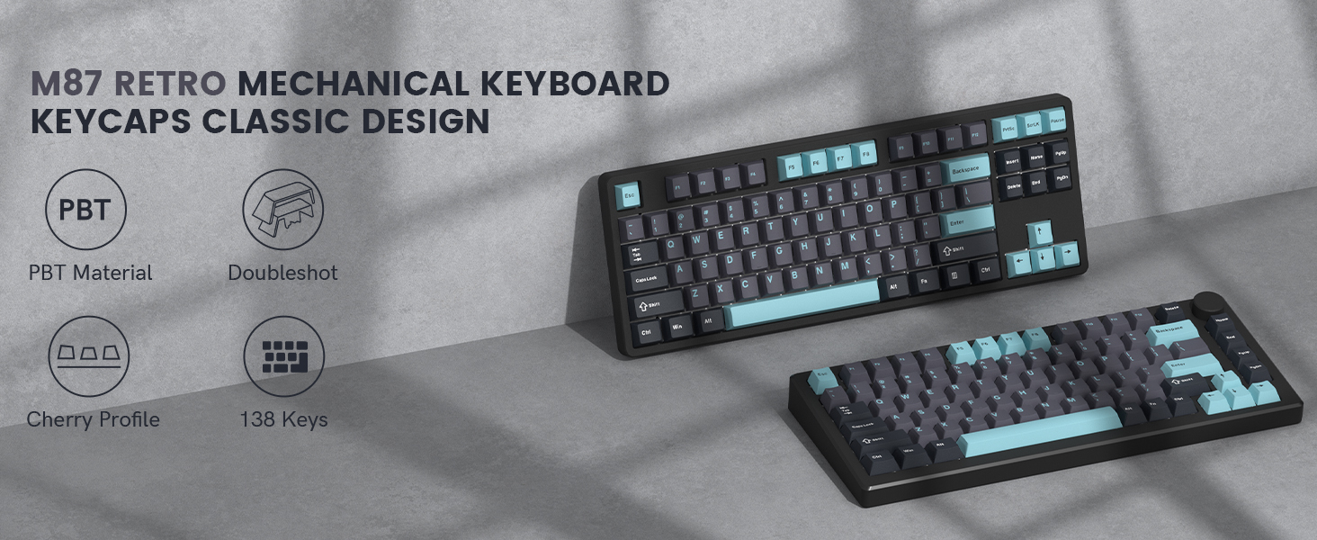 womier double shot pbt keycaps 138 keys dark blue keycap set cherry profile keyboard key caps