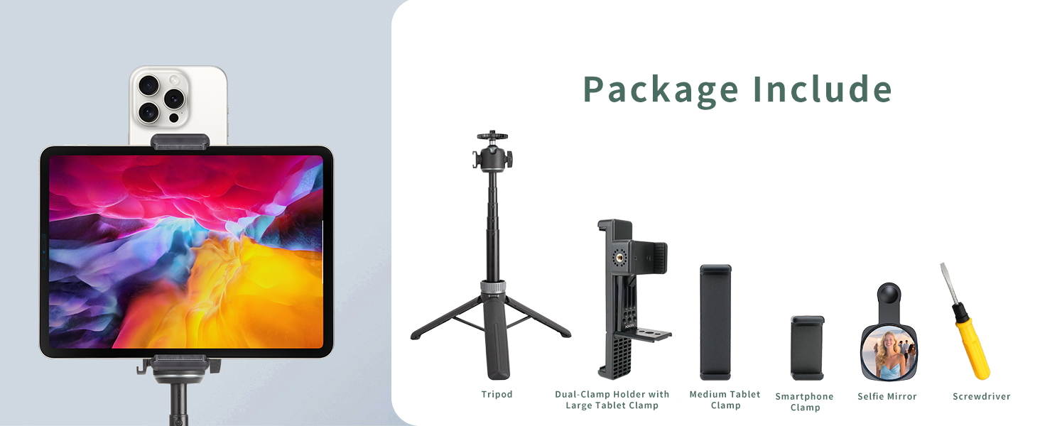 table desk tripod selfie mirror screwdriver