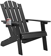 Melucivi Adirondack Chair Weather Resistant with Cup Holder, Fire Pit Chair Patio Outdoor Garden ...