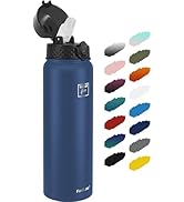 Fanhaw 32 Oz Stainless Steel Insulated Sports Water Bottles with Straw for Kids, Men and Women (N...