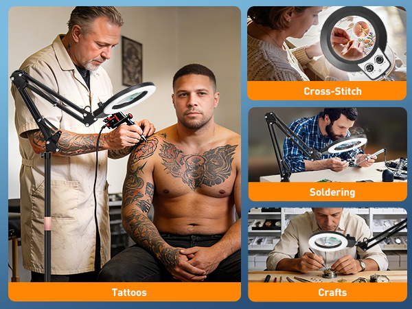 2 in 1 magnifying floor lamp reading craft embroidery sewing tattoo esthetician needlework standing