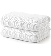 ecolook Waffle Bath Towel Set of 2, 100% Cotton Lightweight &amp; Quick-Dry Bath Towels, Ultra-Absorb...
