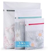 3 Pack 3 Size Durable Honeycomb Mesh Laundry Bags Set for Delicates with AUTO-Lock Zipper, Linger...