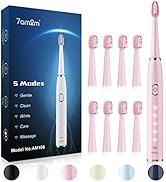 7AM2M Sonic Electric Toothbrush for Adults and Kids- High Power Rechargeable Toothbrushes with 8 ...