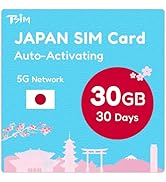 Japan SIM Card 30 Days | 30GB High-Speed 5G/4G LTE Data | Supports Google, Facebook, Whatsapp and...