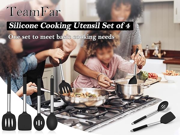 Black Cooking Utensil Set of 4