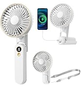 Dhenrio Portable Handheld Fan, 180° Foldable Personal Fan as Power Bank, USB Rechargeable Mini Ha...
