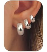 3 Pairs Chunky Gold Hoop Earrings for Women Trendy Hypoallergenic Earrings for Sensitive Ears 14k...