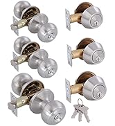 GITRANG (3 Pack All Keyed Identical Deadbolt Door knob Single Cylinder Deadbolt Lock Combo Set,