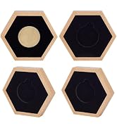 AHANDMAKER 4 PCS Single Coin Display Box, Hexagon Natural Beech Coin Box, Challenge Coin Display ...