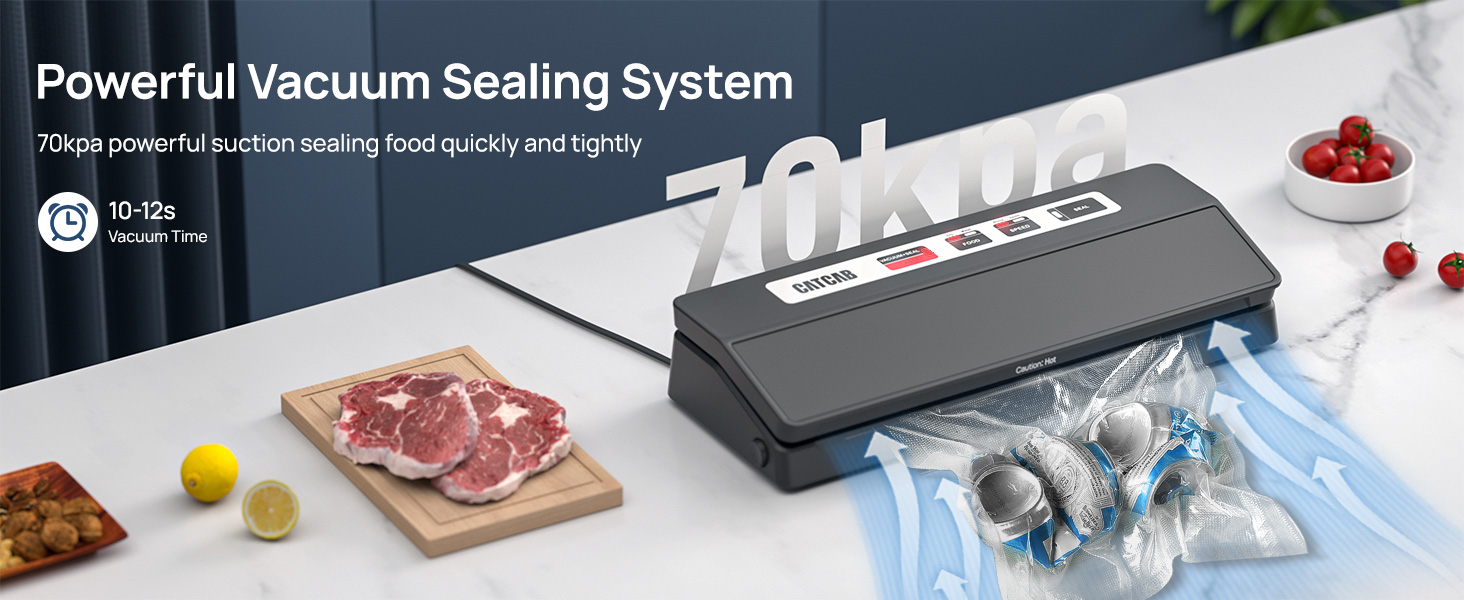 70kpa powerful food vacuum sealing machine, Vacuum sealing time is only 10-12s