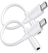 2Pack USB C to Headphone Jack Adapter, USB Type C to 3.5mm Female Aux Audio Dongle Cable Cord for...