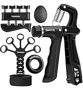 Grip Strength Trainer Kit (5 Pack) Adjustable Resistance Hand Gripper,Finger Exerciser,Hand Exten...
