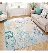 Keeko 5x7 Area Rugs for Living Room, Modern Abstract Floral Pattern Rugs for Bedroom, Soft Washab...