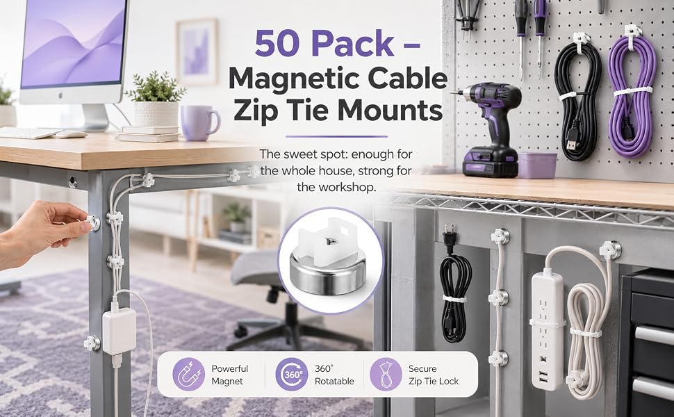 Magnetic Cable Zip Tie Mounts Kit