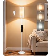 GOEBLESON White Floor Lamps for Living Room with Remote and Foot Switch, 64.4” Modern Standing Ta...