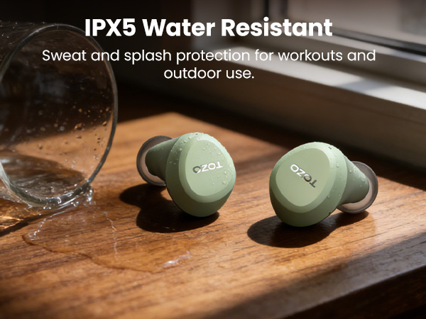 TOZO A1 IPX5 water resistant wireless earbuds for workout and sports sweatproof