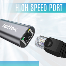  Closeup of usb-c ethernet adapter connecting with cable