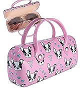 Pink Eyeglasses case with handle, sunglasses case, glass case, Boston Terrier dog bag case, sungl...
