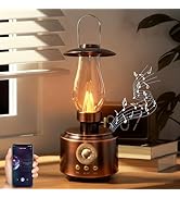 AVEKI Vintage Kerosene Table Lamp with Bluetooth Speaker, Infinitely Dimmable Rechargeable LED Li...