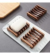 Wooden Soap Dish for Shower,Set of 3,Self Draining Bar Holder for Bathroom, Soap Saver Tray Soap ...