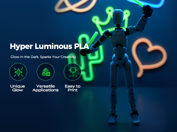 Hyper glow in the dark filament