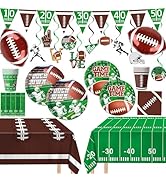 LINHAXM Football Party Supplies Kit - Includes Plates, Napkins, Cups, Banner, Hanging Swirl, Foot...
