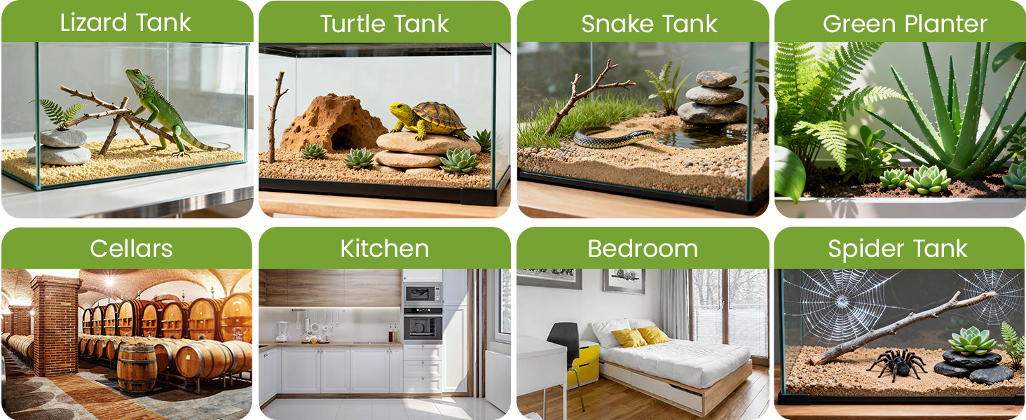 Ideal for basement, crawl space, garage, bedroom, cabin, wine cellar, greenhouse, RV, pet tank,