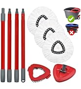 Mop Handle Mop Replace Heads and Mop Base Brush Replacement for O Cedar EasyWring 1-Tank System I...
