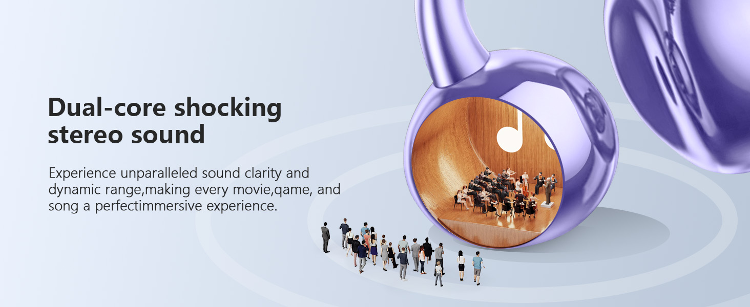 Open Ear Clip Headphones Ultra Comfort Bluetooth 5.4 Headphones with Intelligent Touch Color Screen