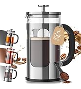 Veken French Press Coffee Maker 34oz 1 L, No Plastic Touching Cafe, Heat Resistant Thickened Boro...