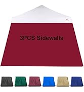 JANCANOPY Burgundy SunWall for 10x10 Slant Leg Pop Up Canopy,3 Pack Sidewalls Only