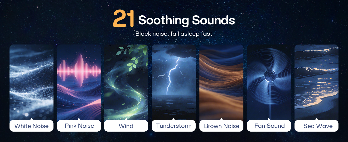 Alarm clock with 21 soothing sounds