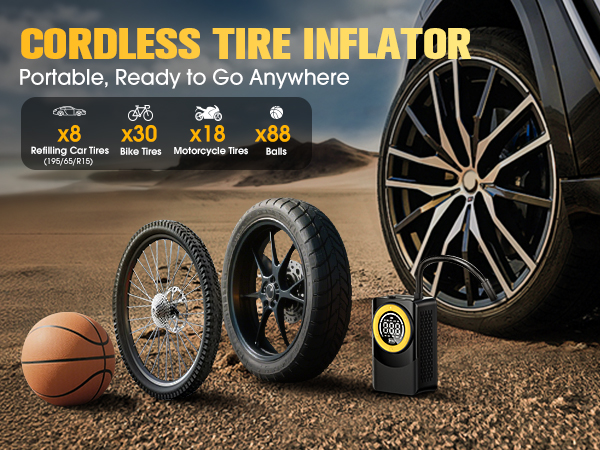 Cordless tire inflator