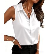 Zeagoo Womens Satin Blouse Sleeveless Silk Tank Tops Button Down Shirts Business Casual Outfits 2026