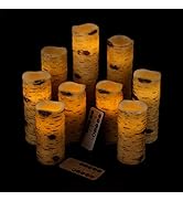 antizer Flameless Candles Birch Bark Effect Battery Operated Candles 4" 5" 6" 7" 8" 9" Set of 9 R...