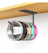 CUXIXA Tumbler Lid Organizer, Stainless Steel Tumbler Lid Holder Under Cabinet, Self Adhesive or ...