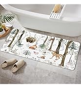 JAWO Rustic Christmas Bathroom Rugs, Rustic Cabin Bath Mat Country Hunting Wild Animal Bear Winte...