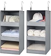 TOPIA HOME 3-Shelf Hanging Closet Organizer 2 Pack, Thickened Fabric Hanging Shelves, Closet Orga...